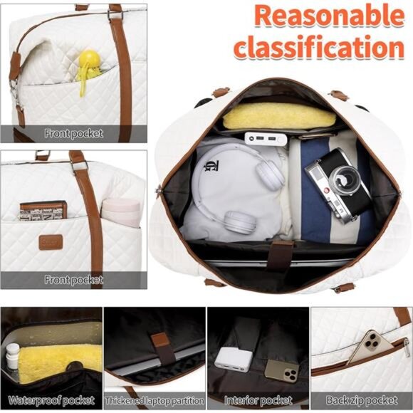 Weekender Bag, Large Travel Duffel Bag for Women, Carry on Overnight Bag - Picture 3 of 7